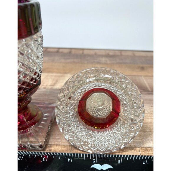 Westmoreland Waterford Crystal w/ Ruby Stain English Hobnail Pattern Signed - Picture 3 of 5
